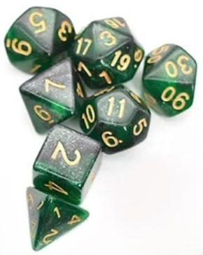 Set de 7 dados Galaxy - Negro y Verde (AGA02)